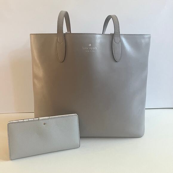 KATE SPADE Grey Tote with Kate Spade Wallet Included! - Picture 1 of 11